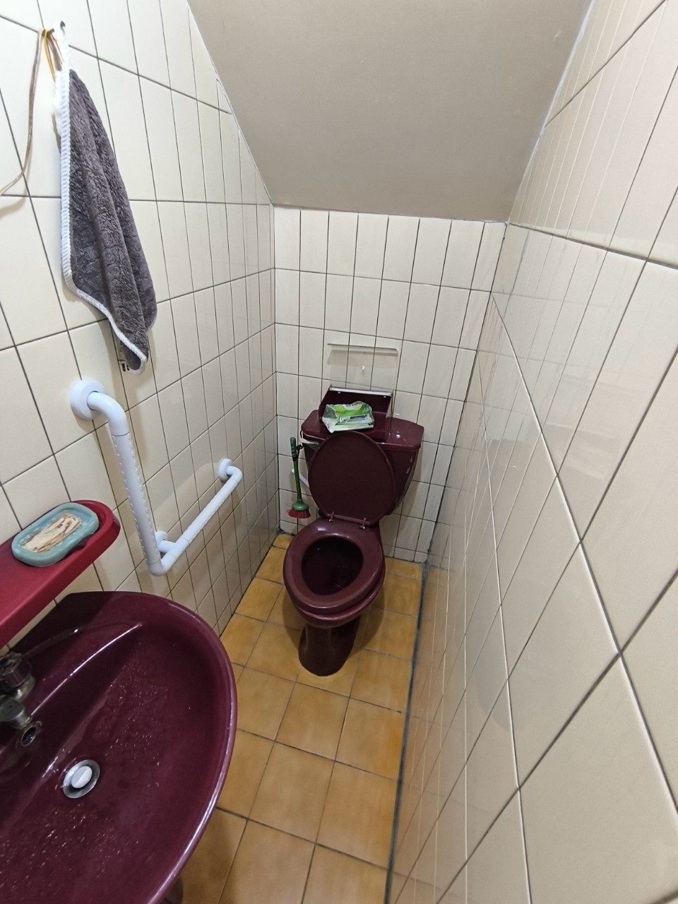 馬桶旁L型扶手施工後